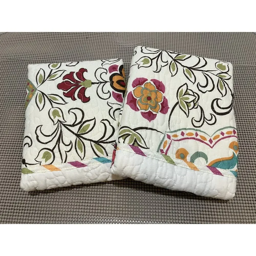 Greenland Home Fashions Quilted Pillow Shams Set of 2 Floral Striped Standard